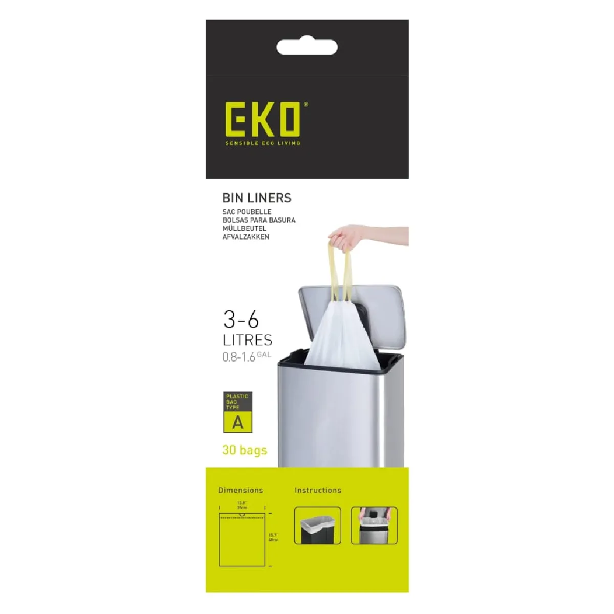 EKO Sacs Poubelle Type A 3-6 L - Blanc