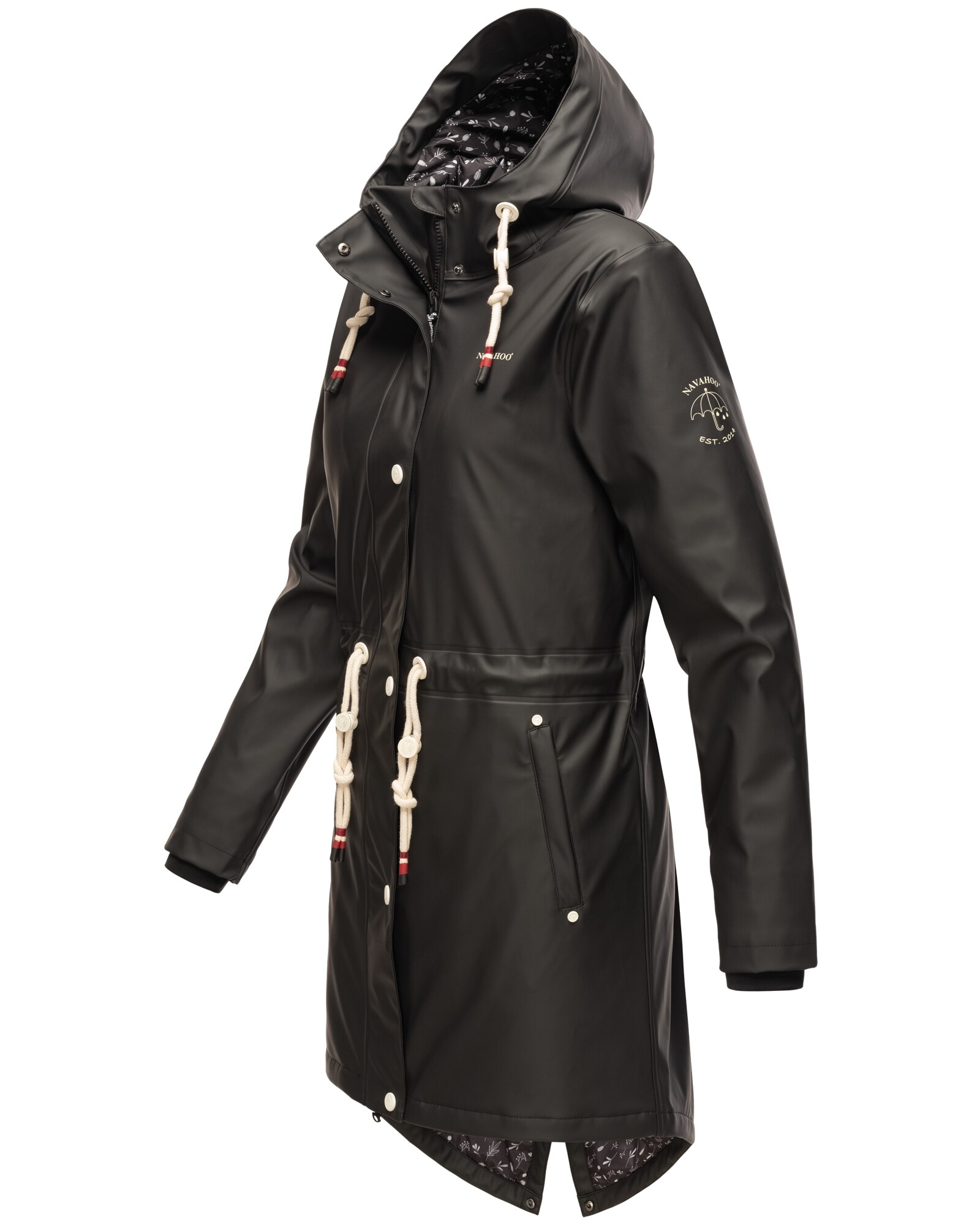 NAVAHOO Damen modischer Regen Jacke Outdoor Regenmantel Regenparka Wasserdicht Flower of Ocean