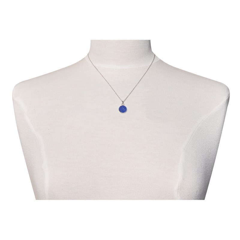 Pendentif Argent Rond Dentelé de Lapis Lazuli