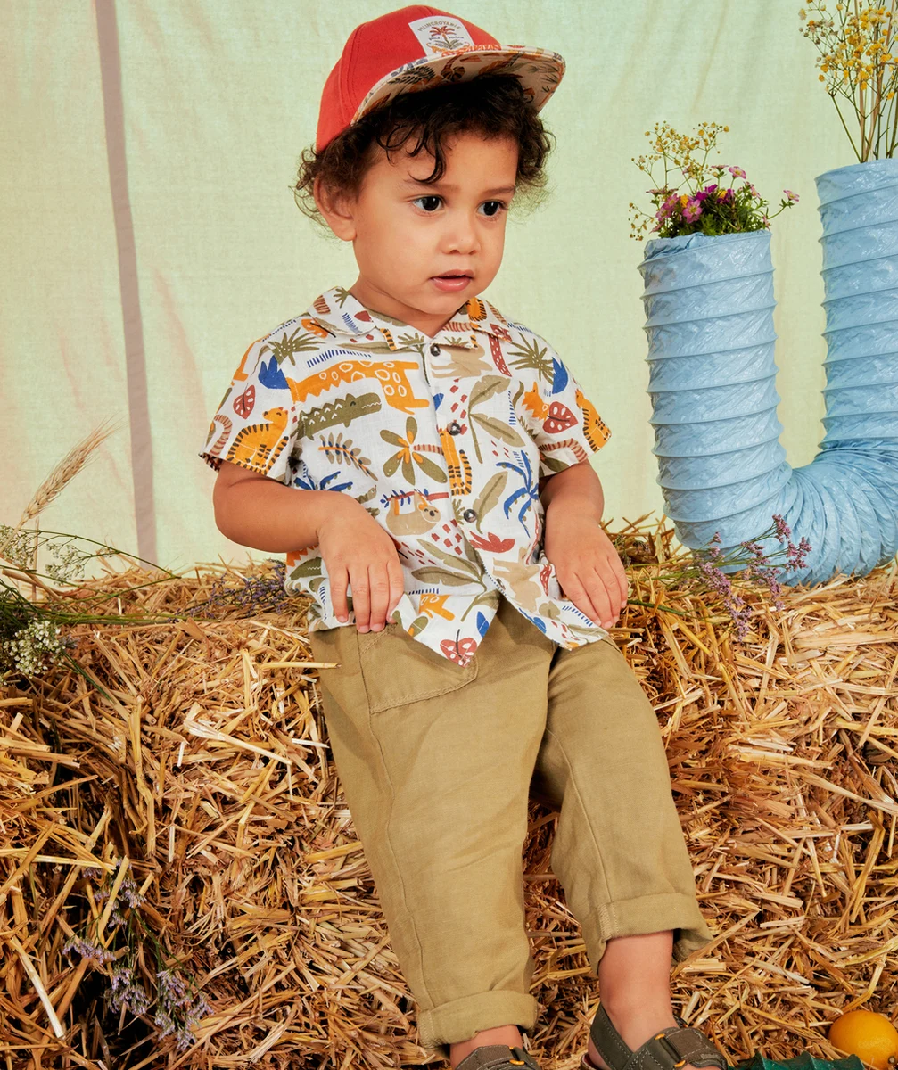 PANTALON FLUIDE BÉBÉ GARÇON KAKI AVEC POCHES