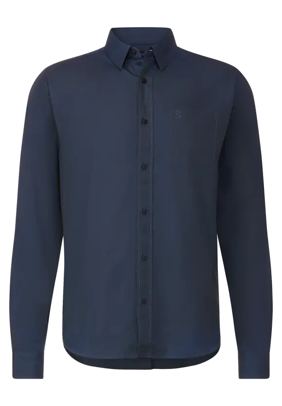 Popeline Hemd - dark dust blue
