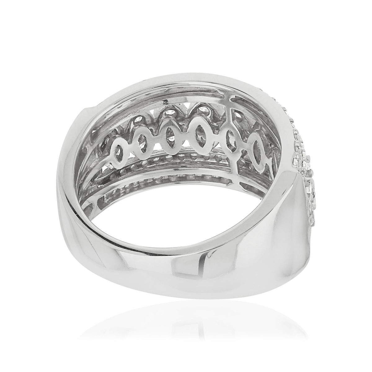 Bague or 750 blanc ajourée diamants synthétiques 1,25 carat