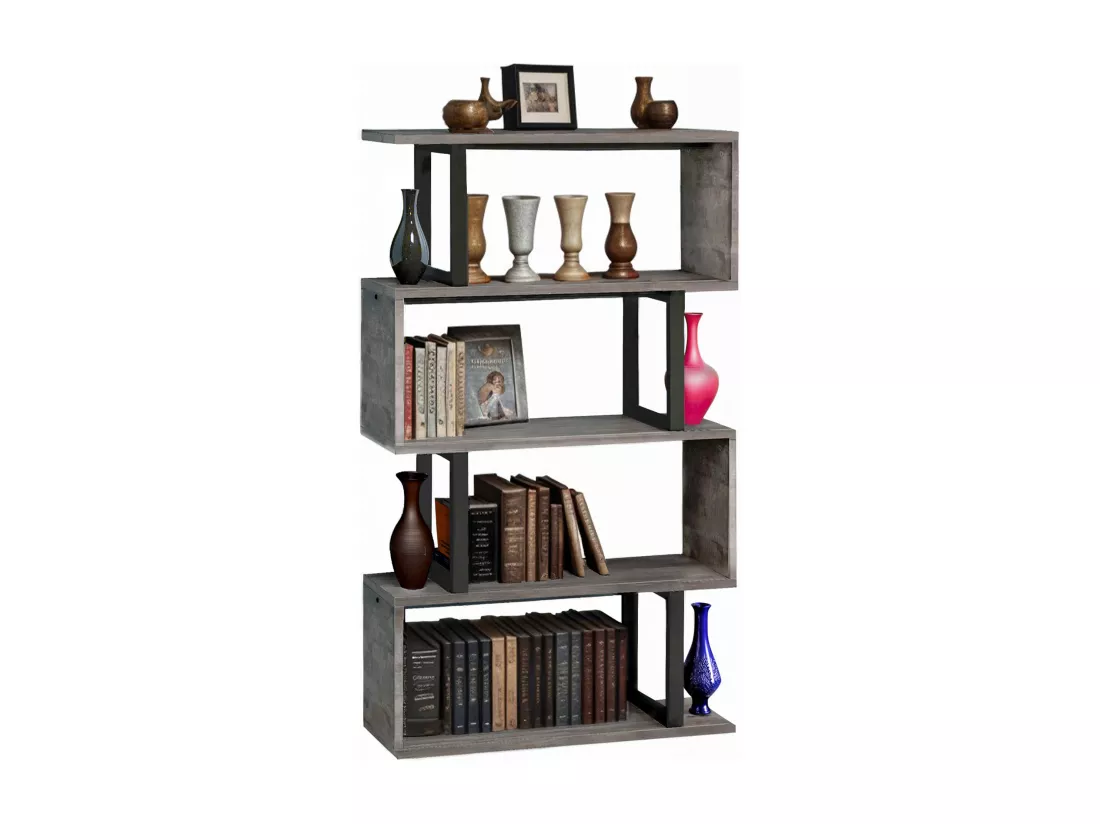 YITAHOME Bibliothèque à 5 Niveaux, Étagères pour Chambre à Coucher, Salon et Bureau, Bibliothèque en forme de S, Gris