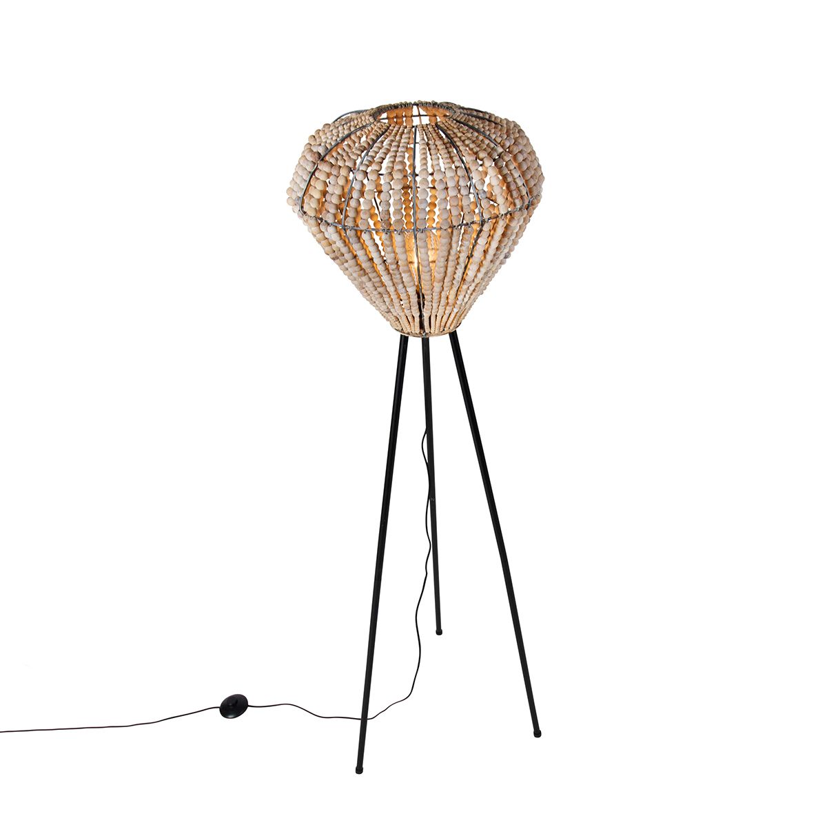 Oosterse vloerlamp beige met kralen - Moti