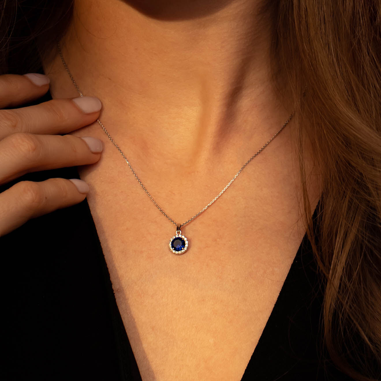 Instant d'Or Pendentif Bleu merveilleux or blanc