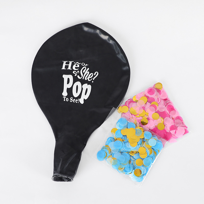 (90Øcm) XXL Gender Reveal Party Ballon Baby Shower Luftballon mit Konfetti - Pop To See