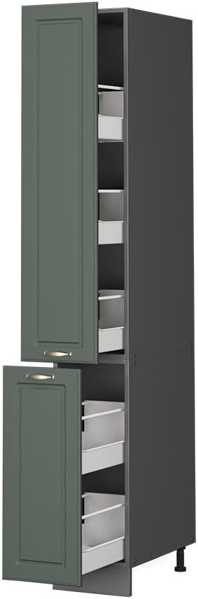Vicco Apothekerschrank Fame-Line, Medizinschrank für die Küche, Grün-Gold Landhaus/Anthrazit, 30 cm