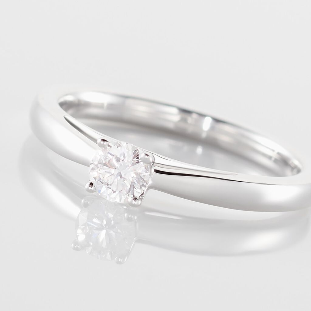 Bague Solitaire Iris Or Blanc Diamant
