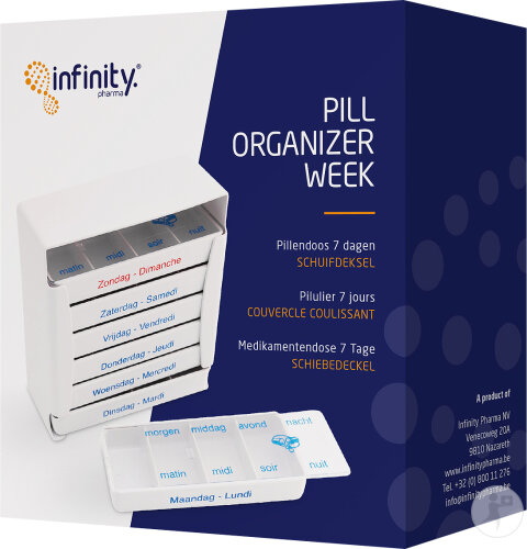 Infinity Pharma Pill Organizer Pilulier Avec Couvercle Coulissant 1 Pièce