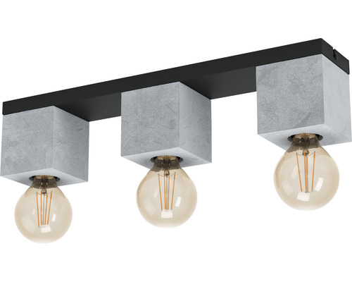 Plafondlamp, 3-lichts, HxLxB 11x49x9 cm, Prestwick 3, zwart/grijs