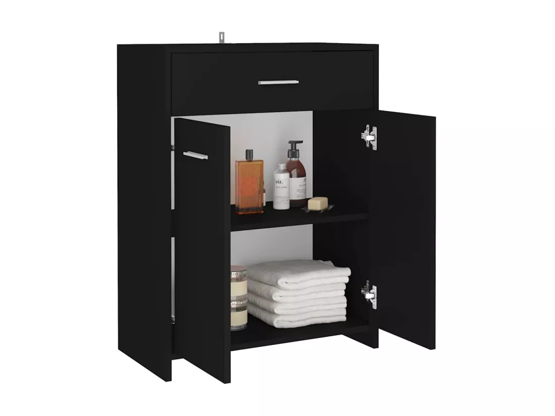 Armoire de salle de bain noir 60x33x80 cm bois d’ingénierie