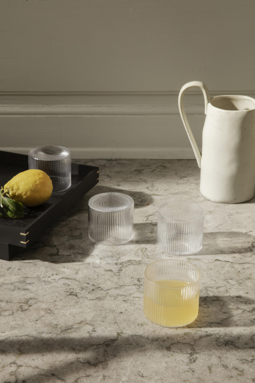 Ferm Living Ripple low glazen set van 4 Clear