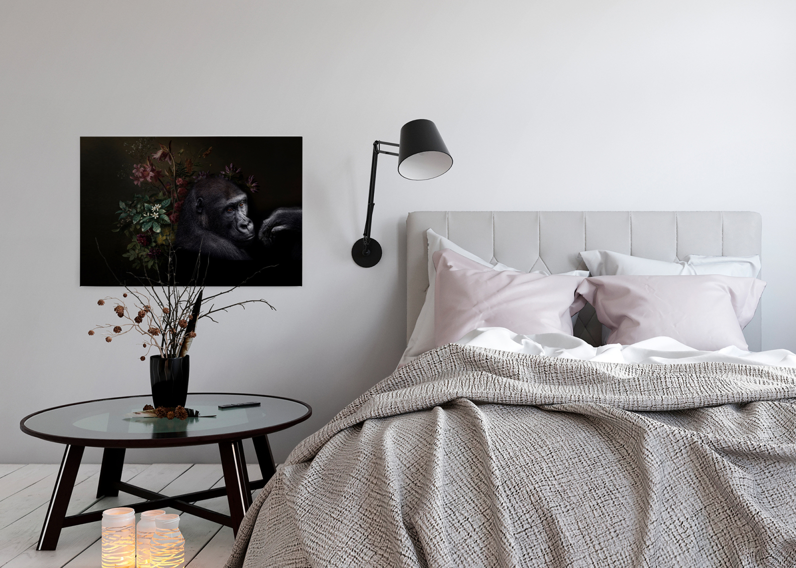 Leinwandbild GORILLA - schwarz-grau - 90x60 cm