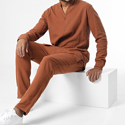 Ensemble Chemises Manches Longues Et Pantalon Marron