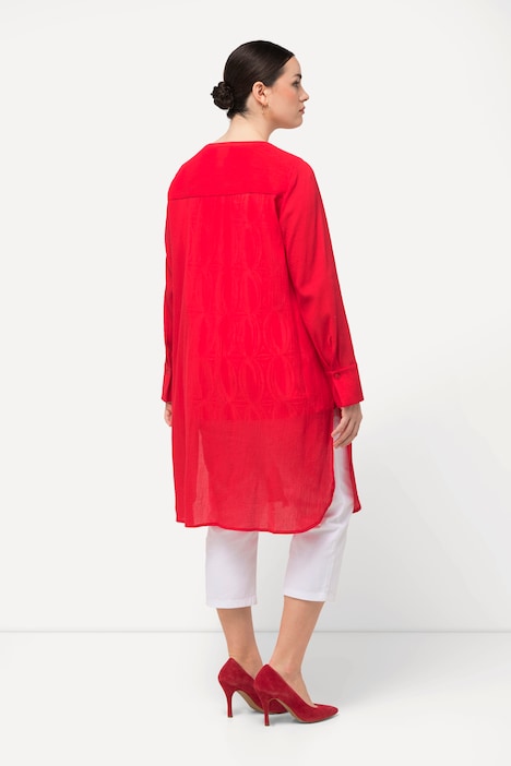 Longbluse, Struktur, A-Linie, Tunika-Ausschnitt, Langarm