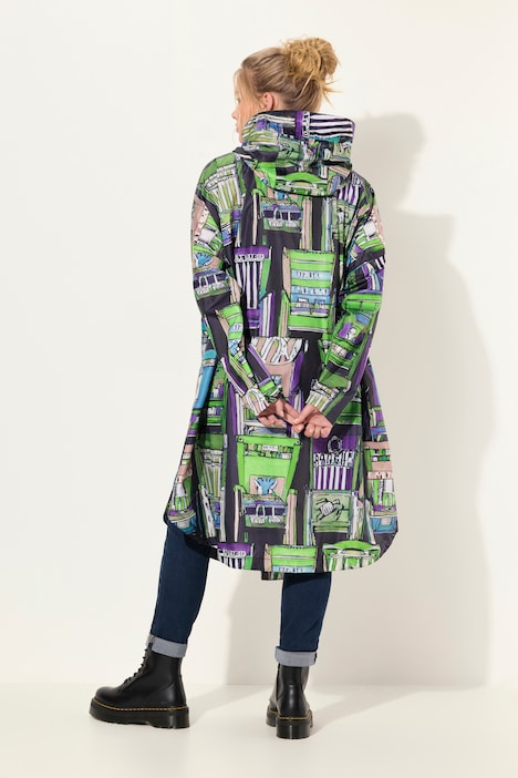 Funktions-Regencape, Unisex, Print, Kapuze