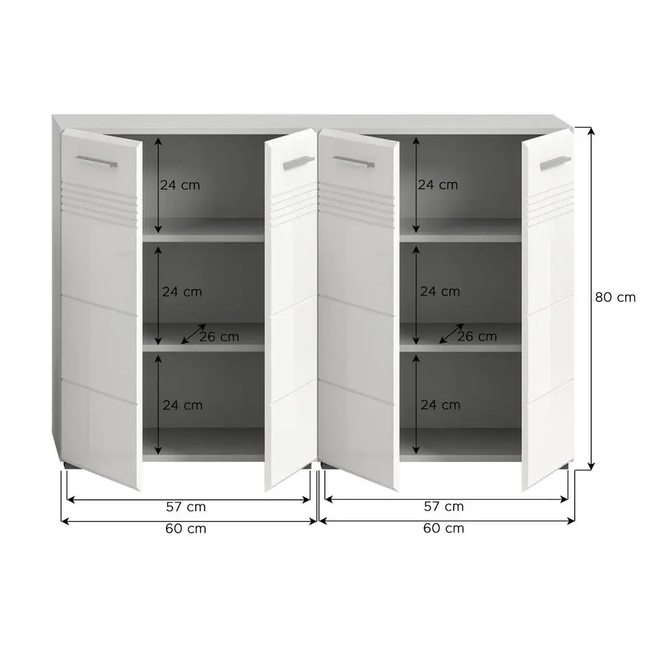 Hioshop Copa badkamer C7 wit hoogglans- lichtgrijs