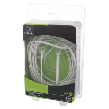Q-Link telefoon aansluitsnoer modulair 2RJ11 plug 10 meter wit