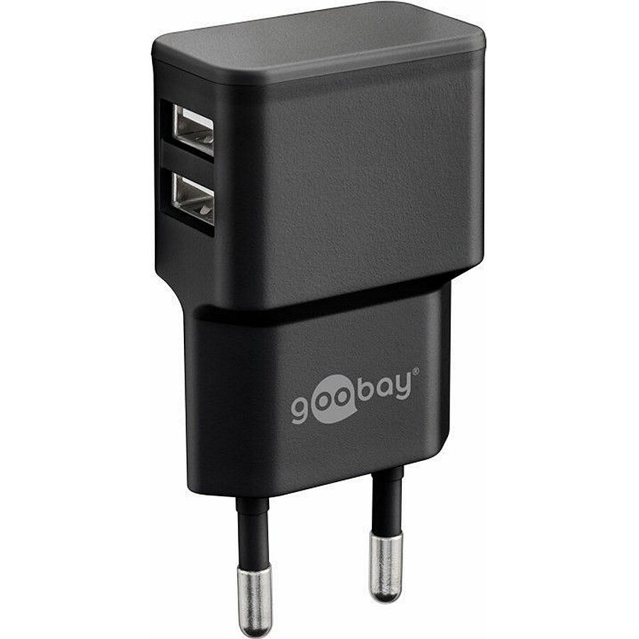 (2.4A) Dual USB Charger Netzteil Ladegerät   (1m) USB auf Lightning Ladekabel (44995) - Schwarz