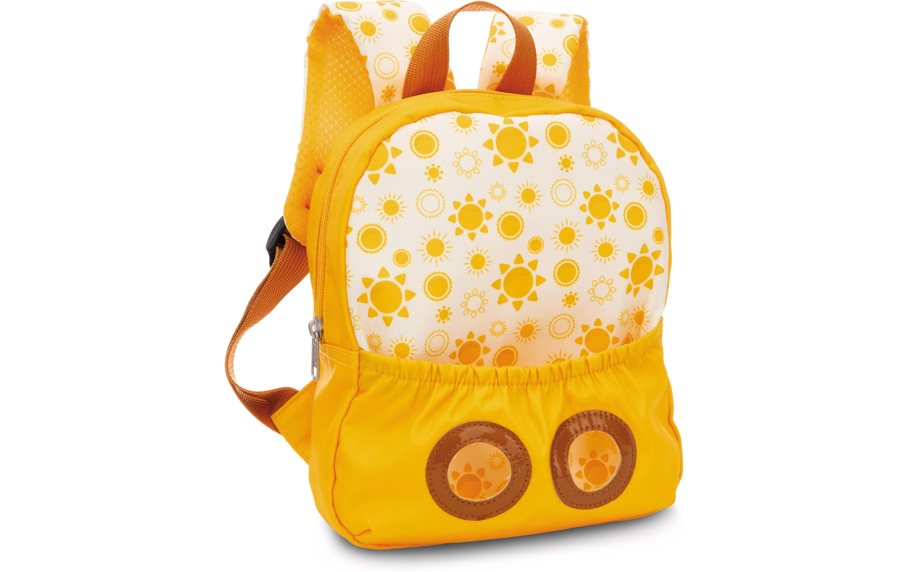 Rucksack gelb mit LöweKindergartenrucksack mit flauschigem Plüsch