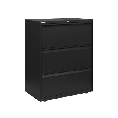 Crédence métallique monobloc - 3 tiroirs - H102 x L80 x P48 cm - noir