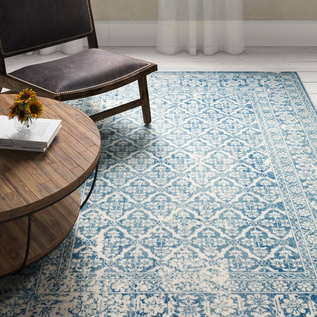 Ulverston Structural Flatweave Worn Out Teal Rug Fernleaf Rug
