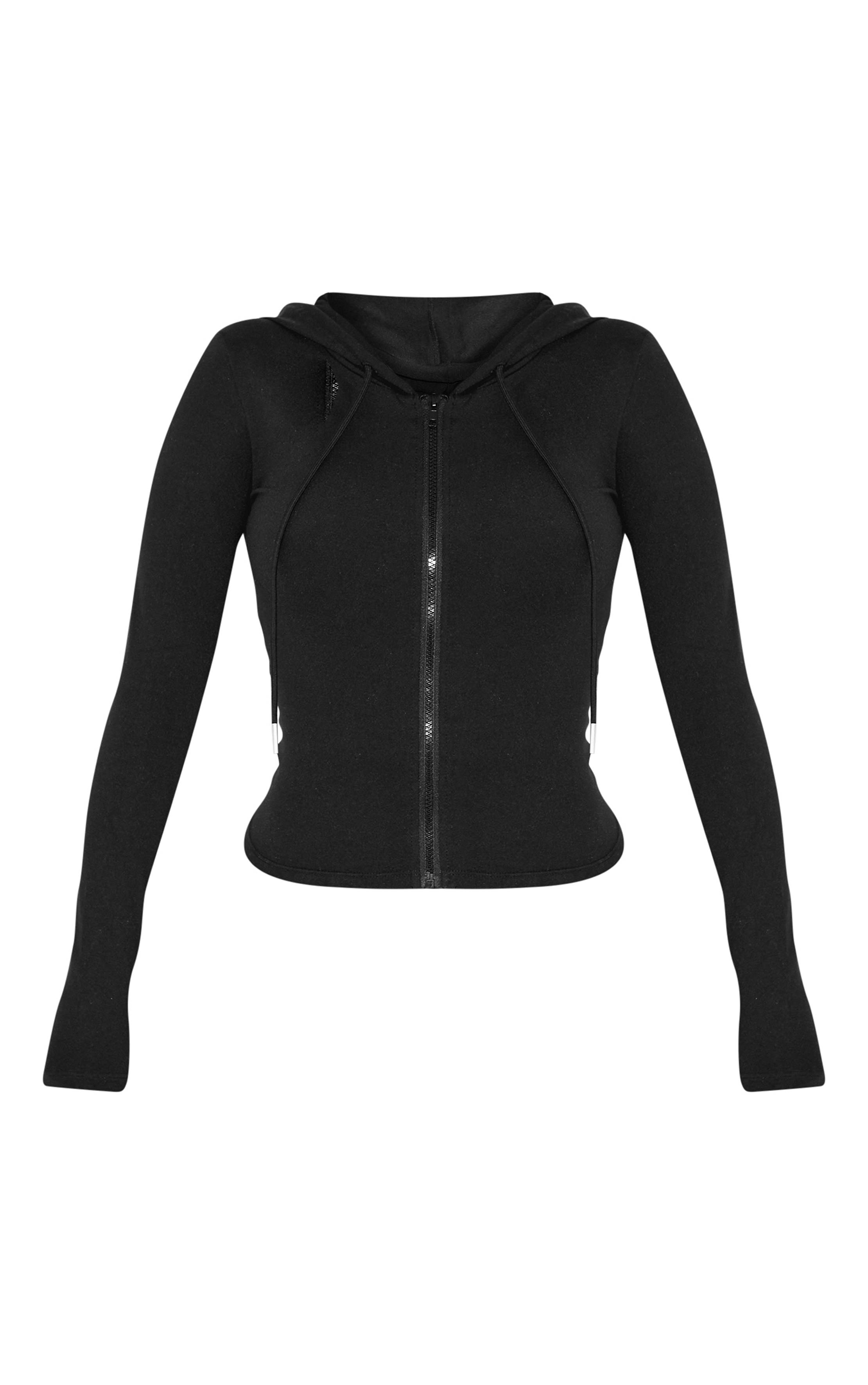Noir Sweat À Casynthétiqueche Zippé Sculpté Shape