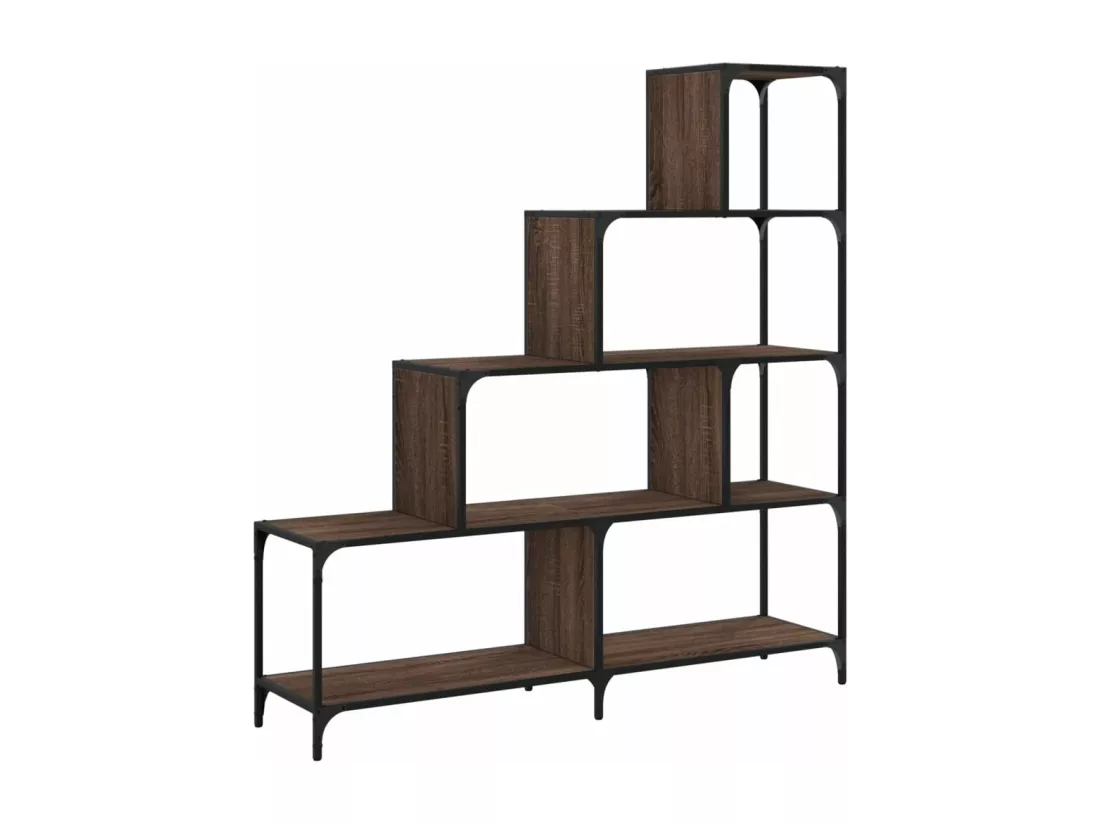 Bibliothèque à 4 niveaux chêne marron bois d'ingénierie