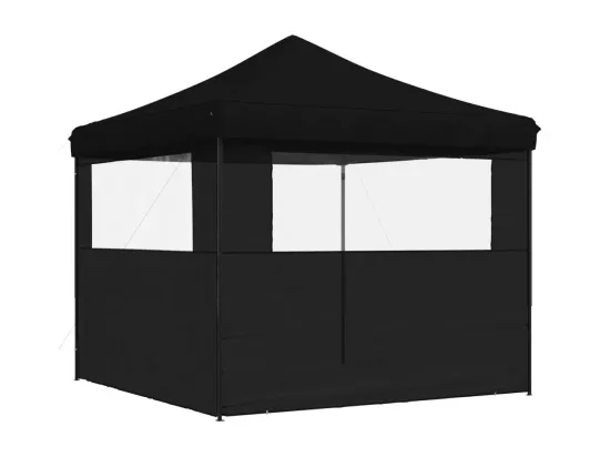 Tente de réception pliable escamotable 2 parois latérales noir