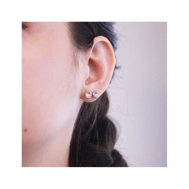 Boucles d'oreilles Moon - Argenté et Cristal