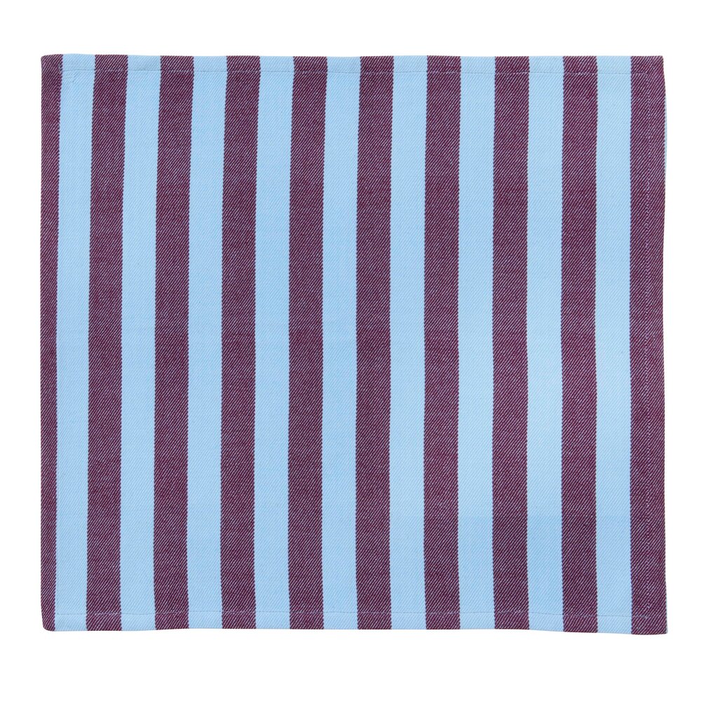 Gorms  Stribet stofserviet, lysblå/bordeaux - 45x45 cm.