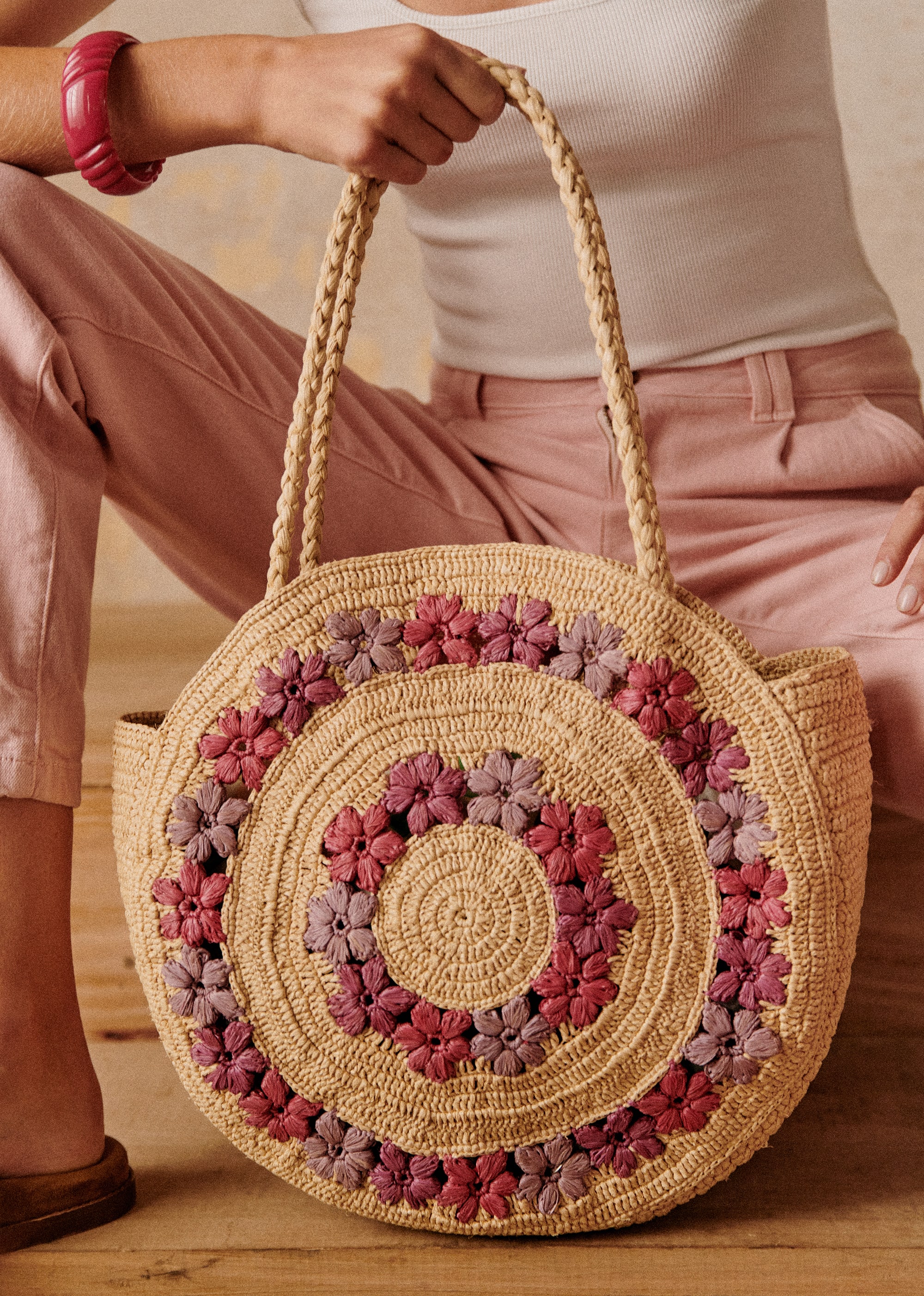 Panier June - Raphia fleurs mauve multi - SACS/NEW SACS Nos Paniers 5906412