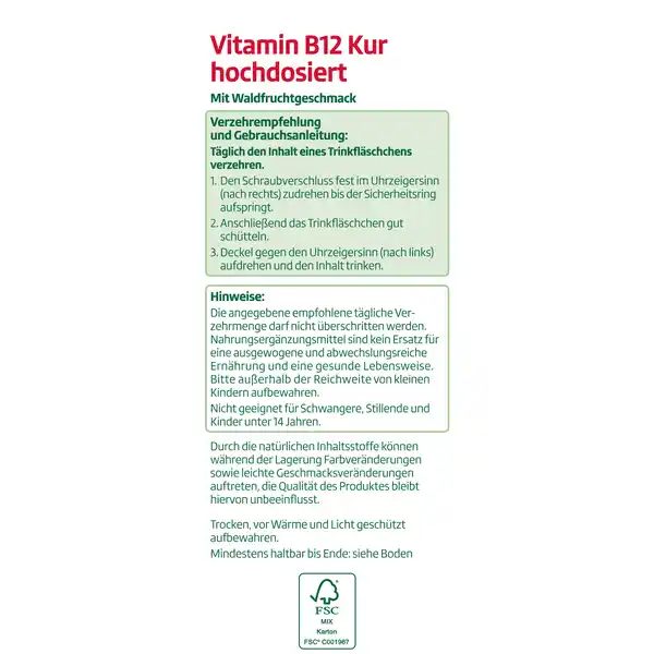 Vitamin B12 Kur hochdosiert