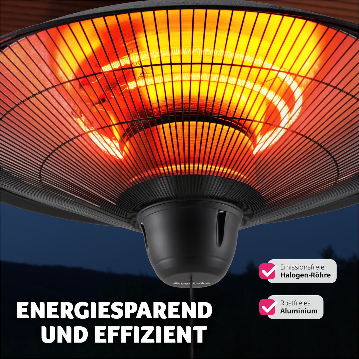 tectake Solaris Orbit infraroodstraler, 2 vermogensniveaus, 1250 en 2500 W, eenvoudige installatie, 58 x 58 x 32 cm