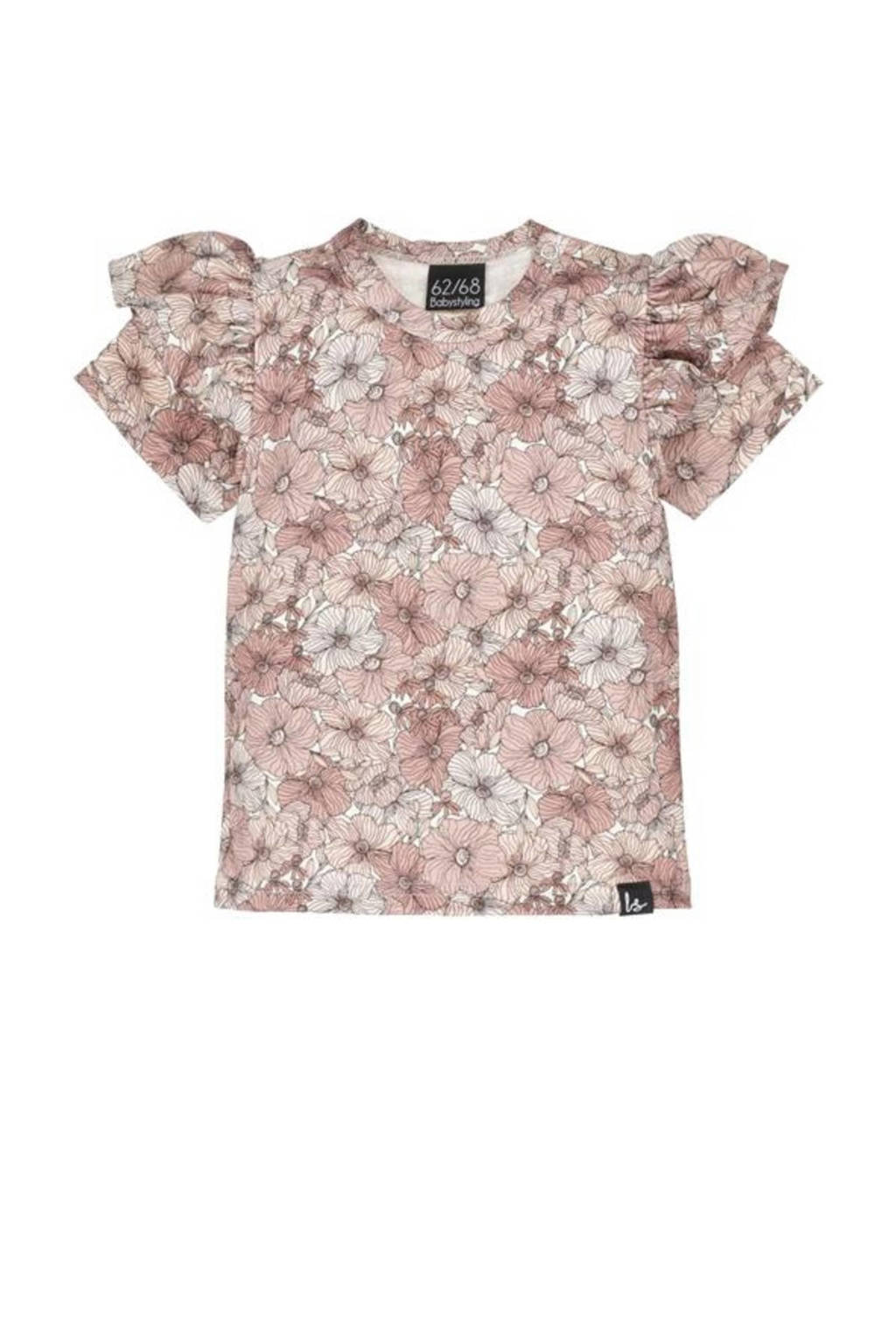 Babystyling baby gebloemd T-shirt roze
