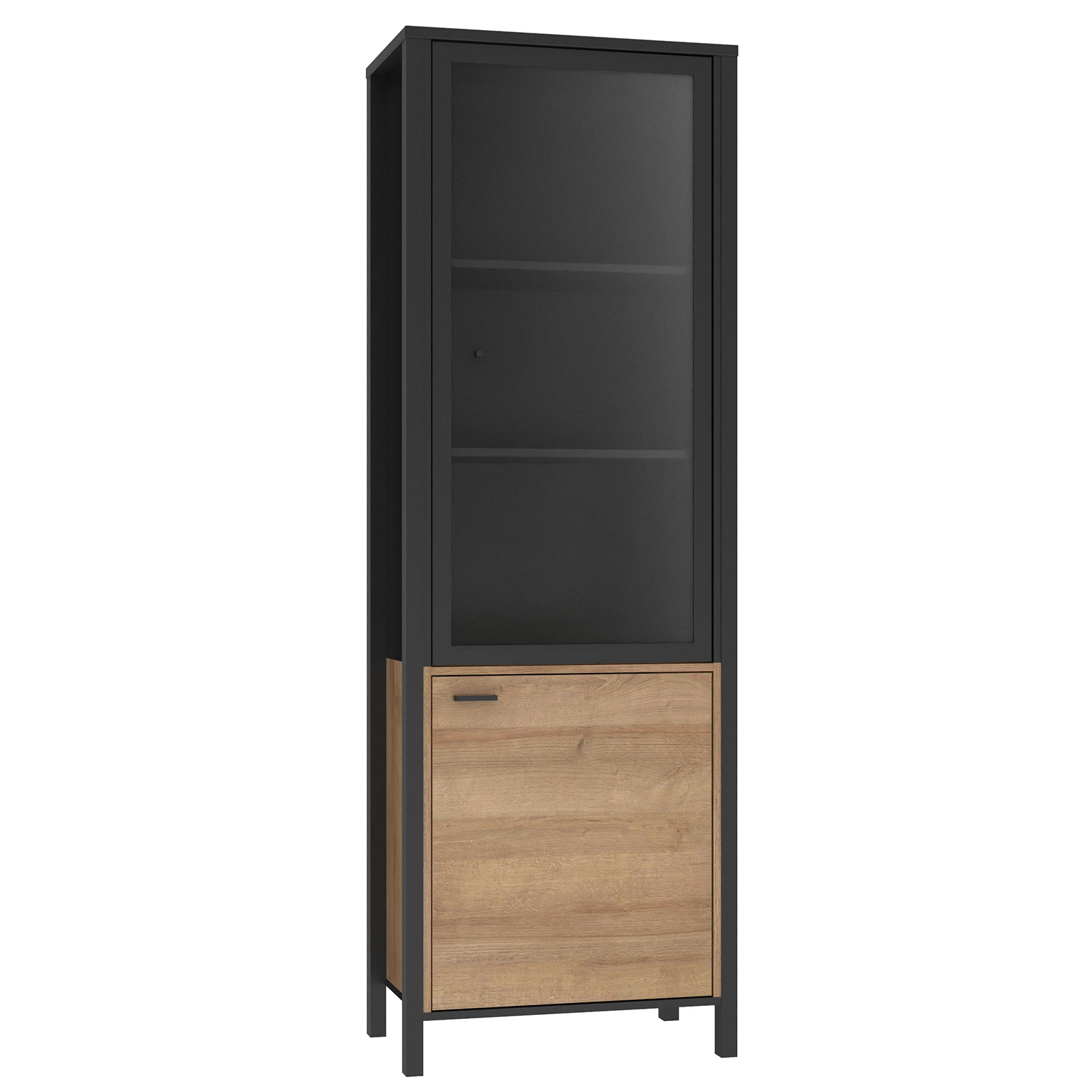 Vitrine - Riveria Eiche - schwarz - 40 cm breit