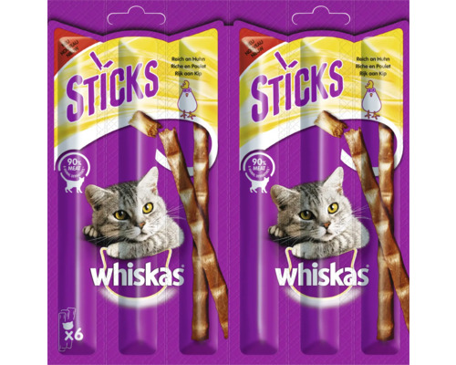 Whiskas Katten Snack Sticks Rijk aan Kip 6 stuks