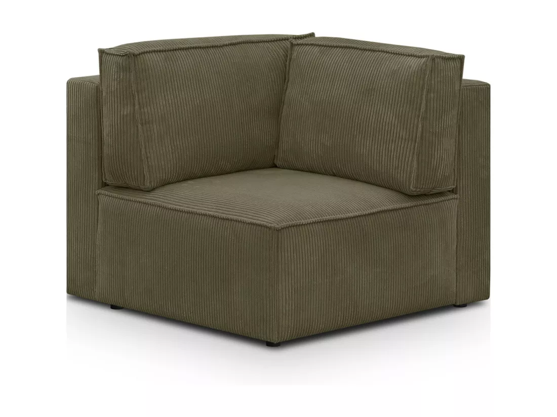 Module d'angle à droite en velours côtelé vert kaki - Harper Mod