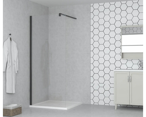 form&style Walk In MODENA 100 x 195 cm Profiel zwart mat Helder glas vuilafstotende glascoating