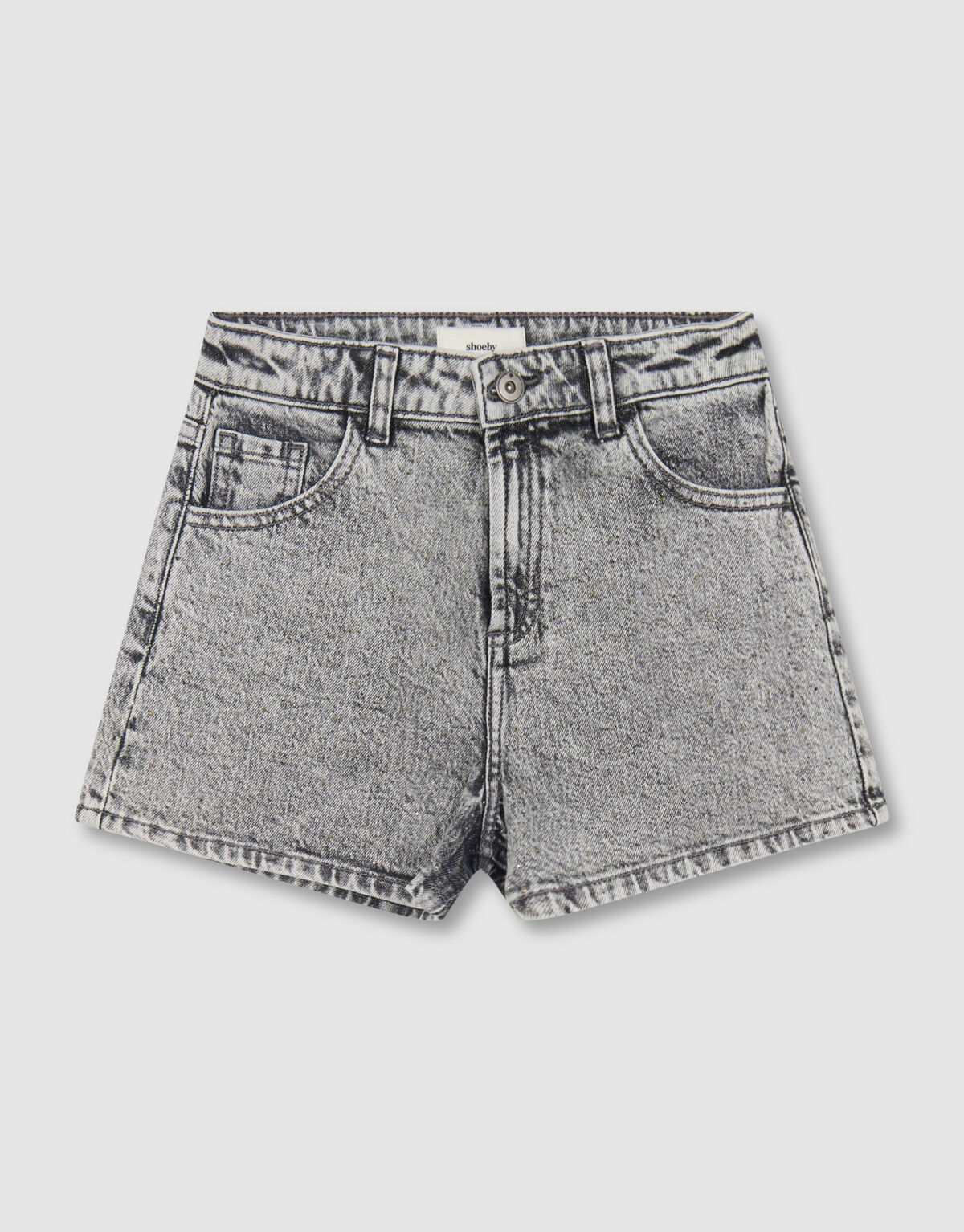 Strass Denim Short Grijs