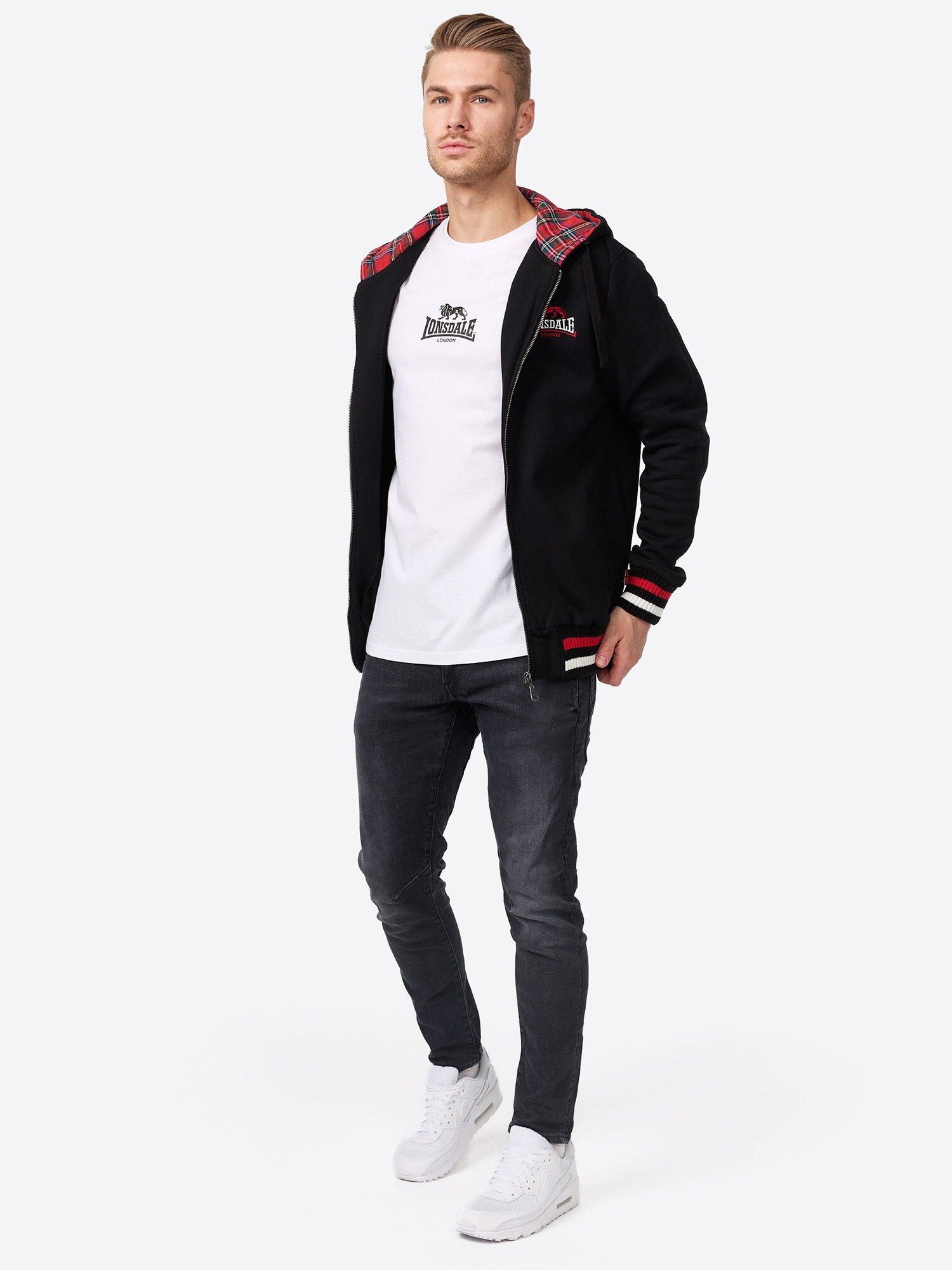 Lonsdale Herren Kapuzensweatjacke mit Reißverschluss normale Passform LANCASTER
