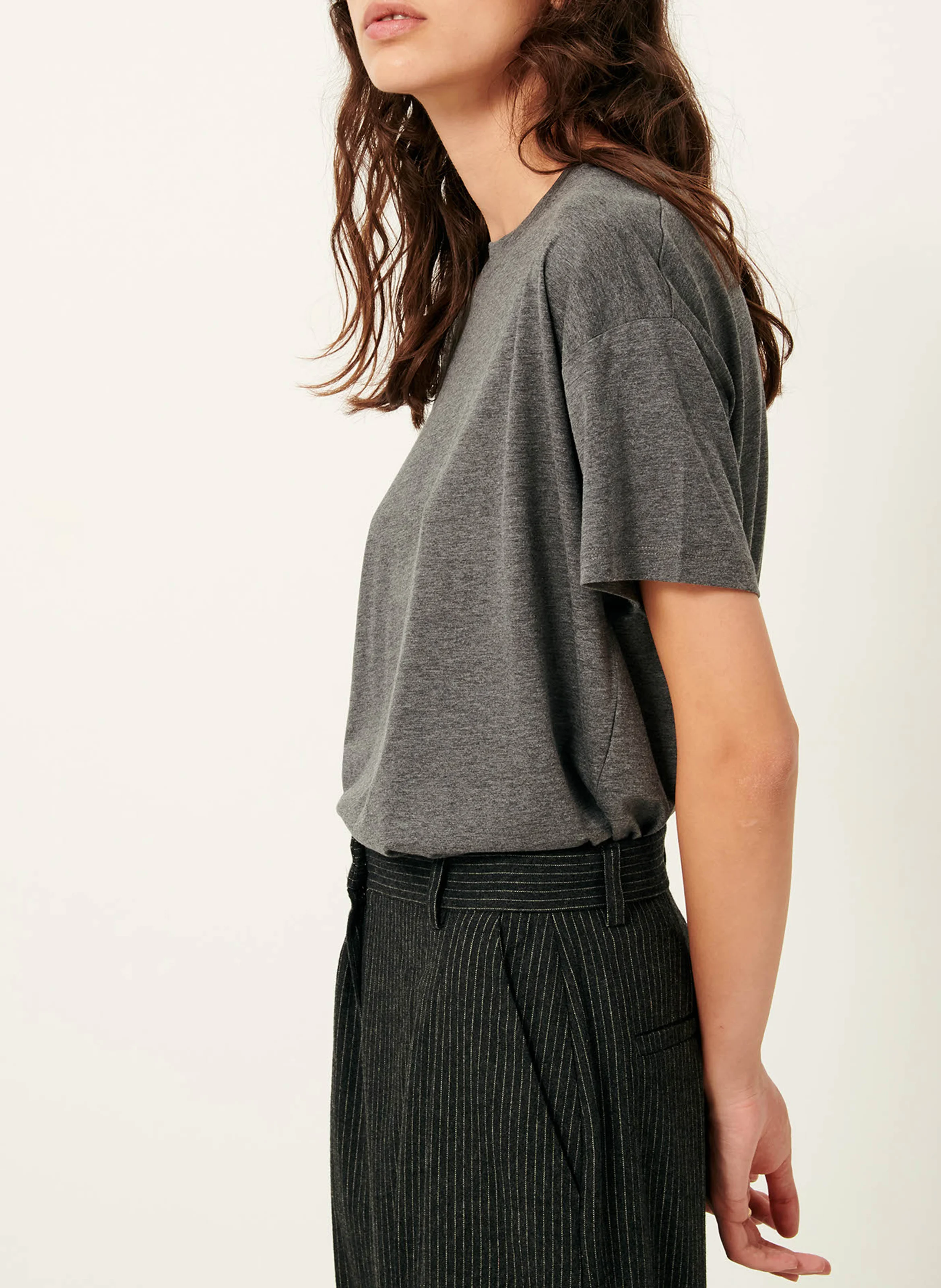 TOO - Tee-shirt ample col rond fluide | Gris