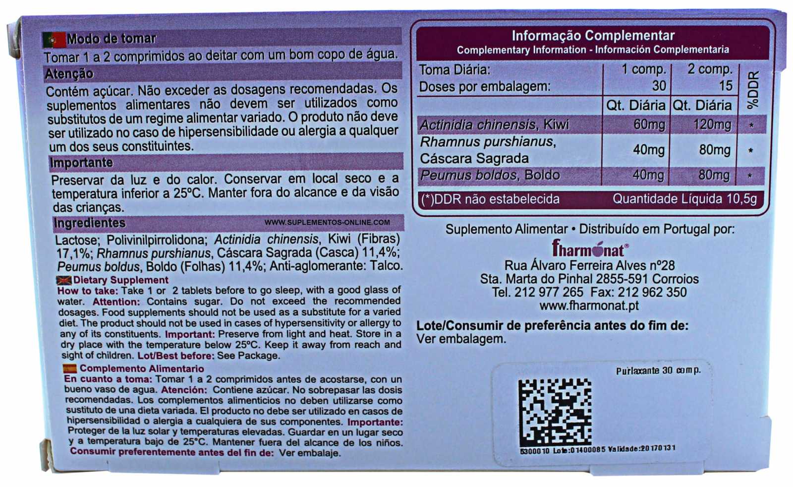 Fharmonat Purlaxante 30 comprimidos