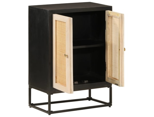 VIDAXL - Armoire de rangement Buffet noir 55x30x76 cm bois massif de manguier et fer