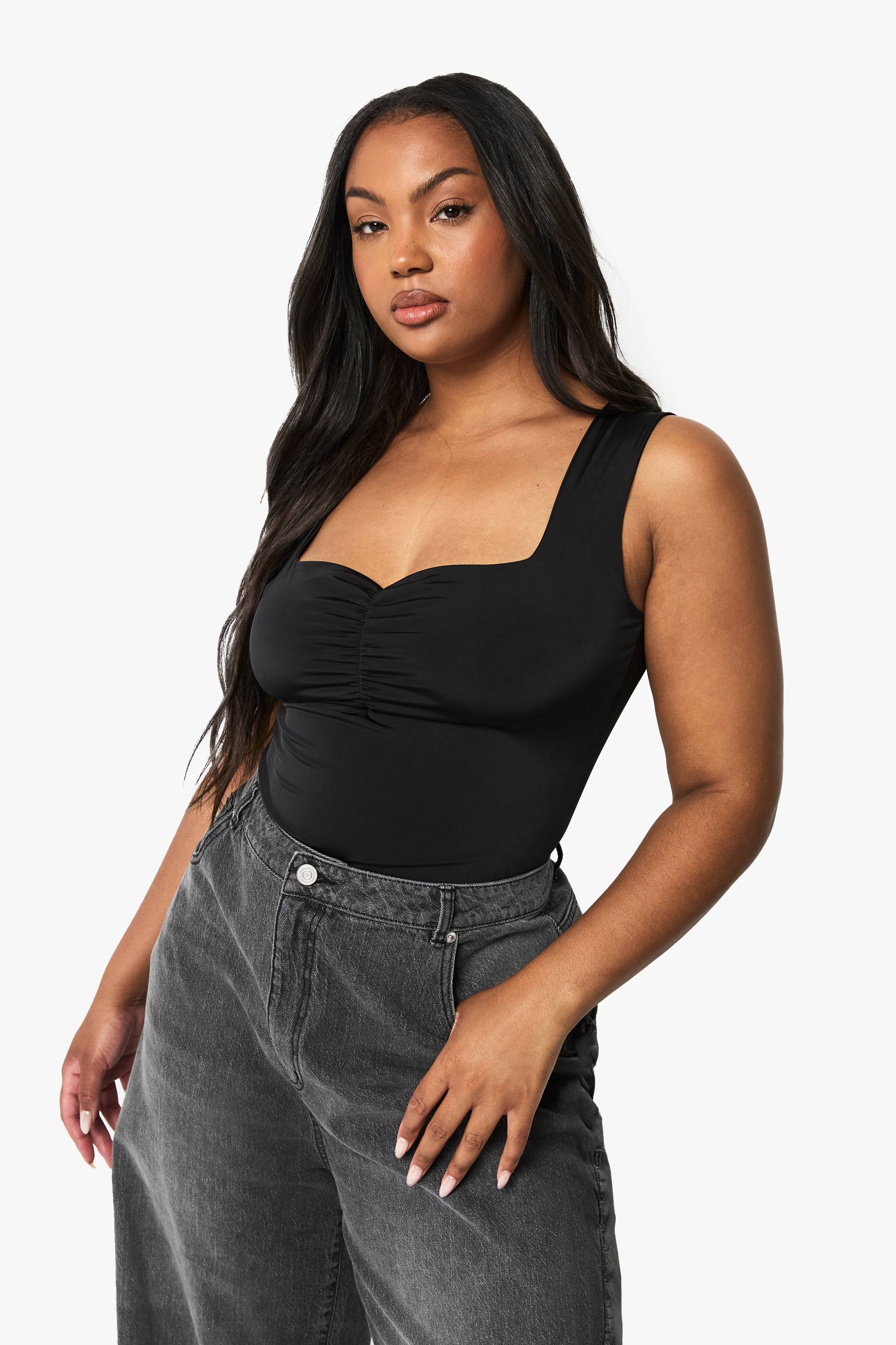 boohoo PLUS COMBINAISON À CORPS DEVANT FRONCÉ À DOUBLE COUCHE