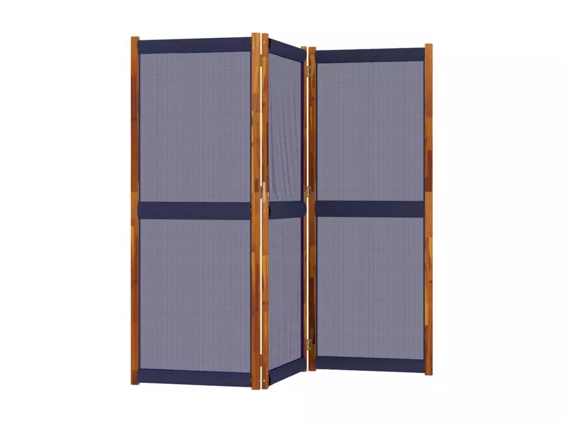 Cloison de séparation 3 panneaux bleu foncé 210x180 cm