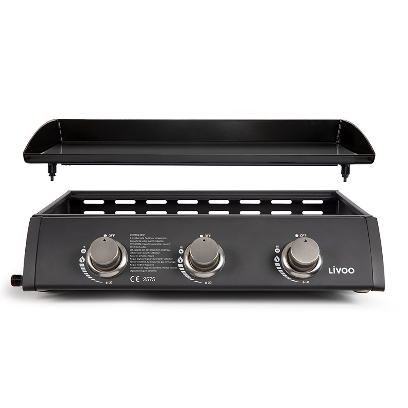 Livoo Plancha gaz 3 bruleurs noir/gris