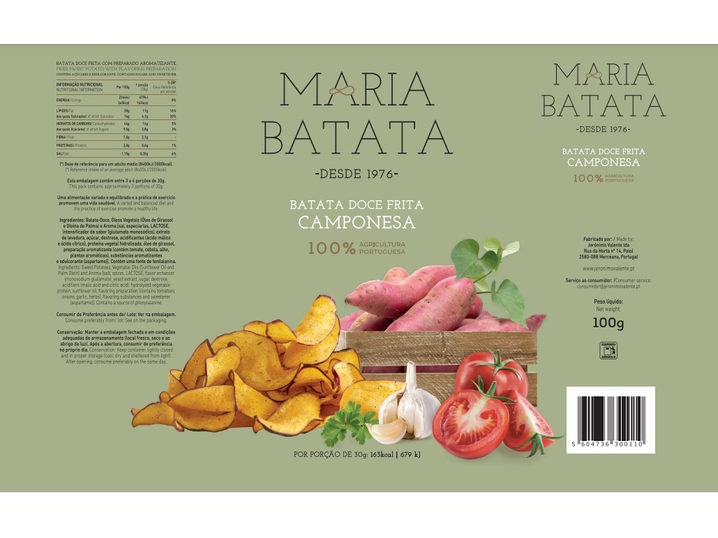BATATA DOCE FRITA MARIA BATATA CAMPONESA 100G