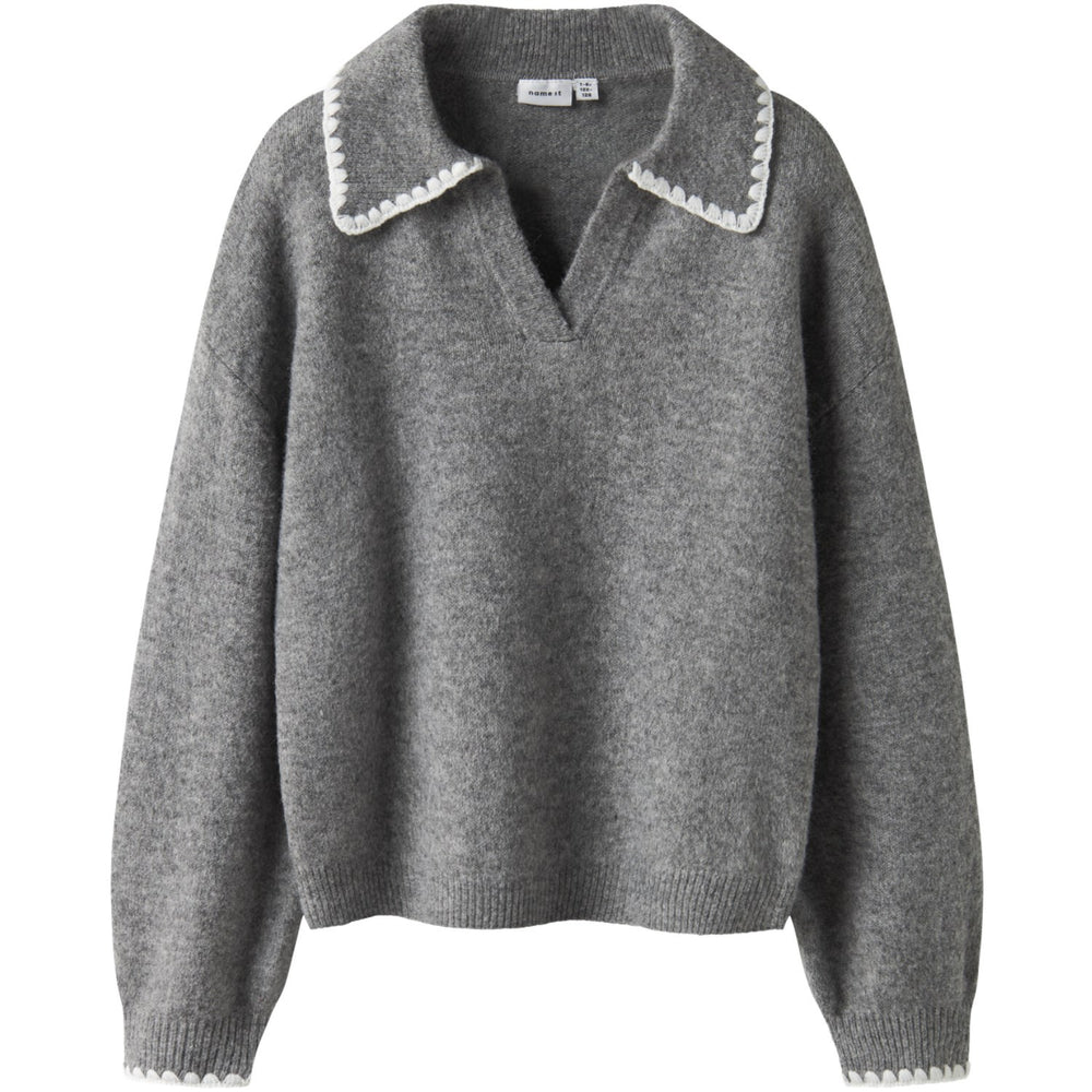 Køb Name It Grey Melange Nkfrikasa Ls Strik Polo