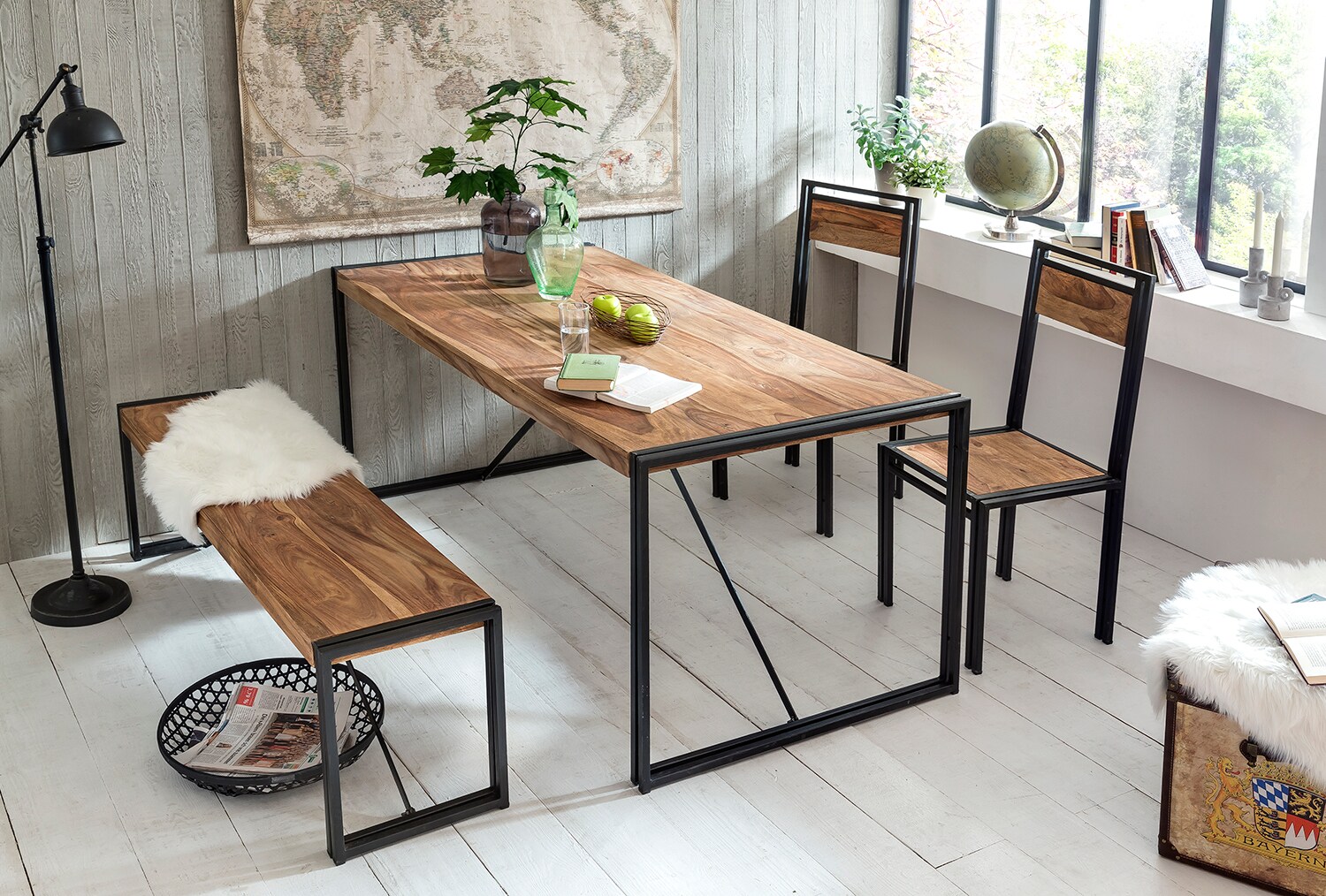 Tisch 180x90 cm Akazie Altmetall Esstisch Küchentisch Esszimmer Speisetisch